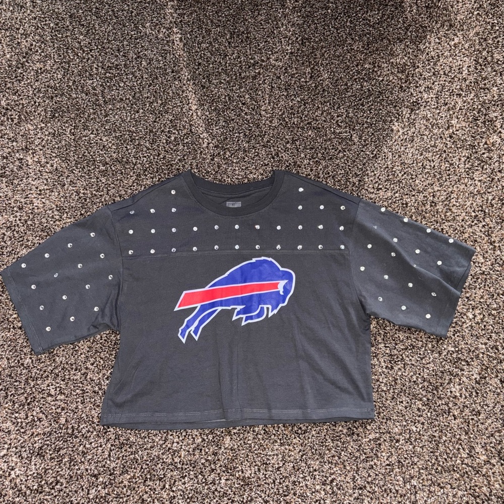 Women's Buffalo Bills blinged out, loose fit, crop top